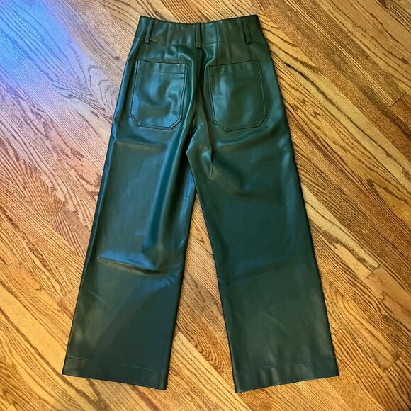 The Colette Faux-Leather Crop Wide-Leg Pants by Maeve Sz25P Forest Green Anthro - Picture 4 of 15